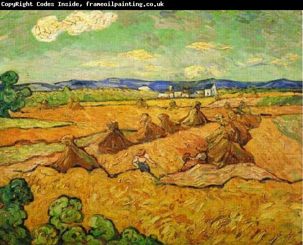 Vincent Van Gogh Wheatfield with sheaves and reapers